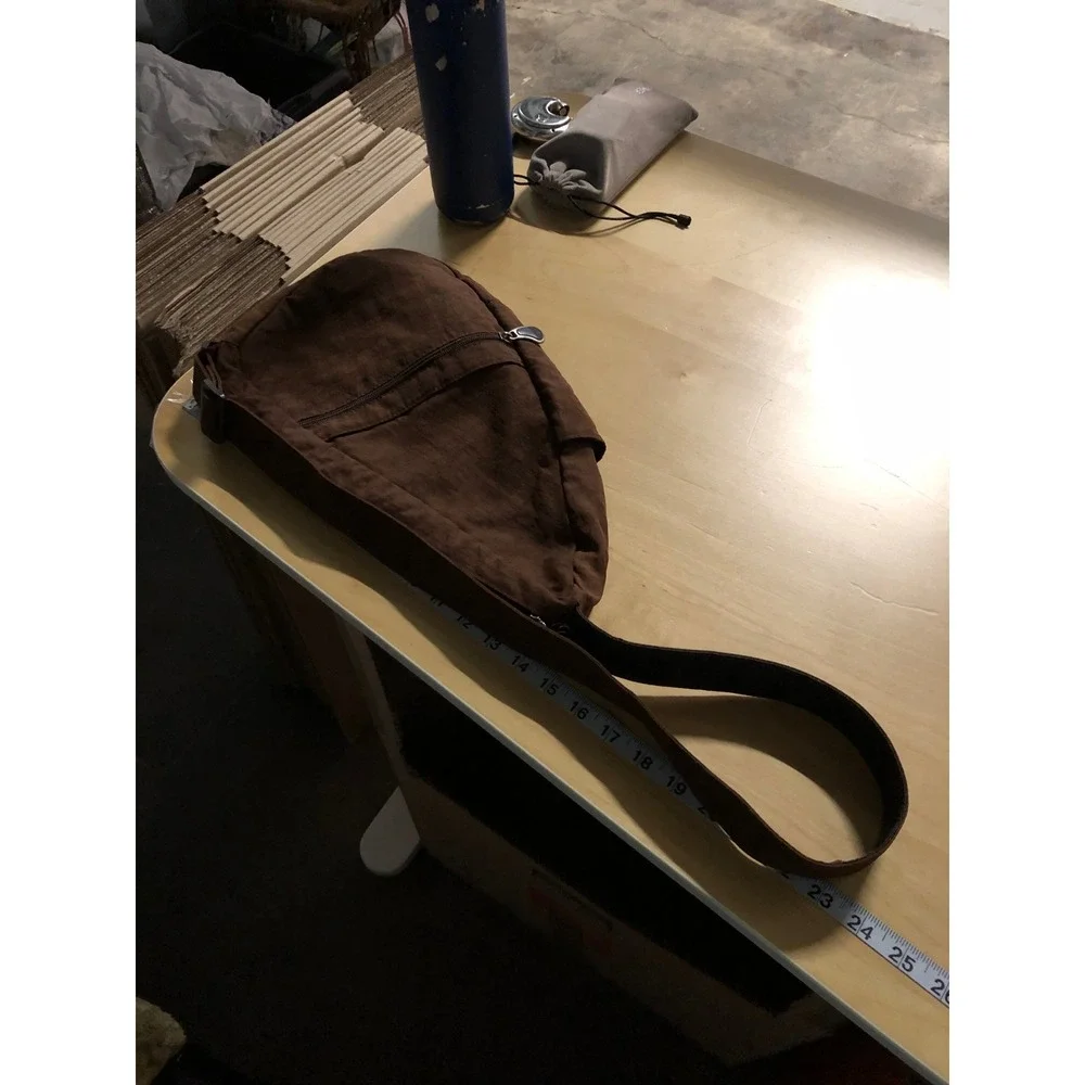 AmeriBag Healthy Back Bag Brown Nylon Sling Teardrop Ergonomic Travel Crossbody